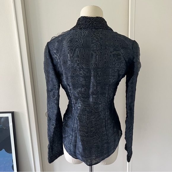 *Firm* Flawed Vintage AW 1996 1997 Romeo Gigli Moire Effect Beaded Blazer Jacket - Picture 4 of 5